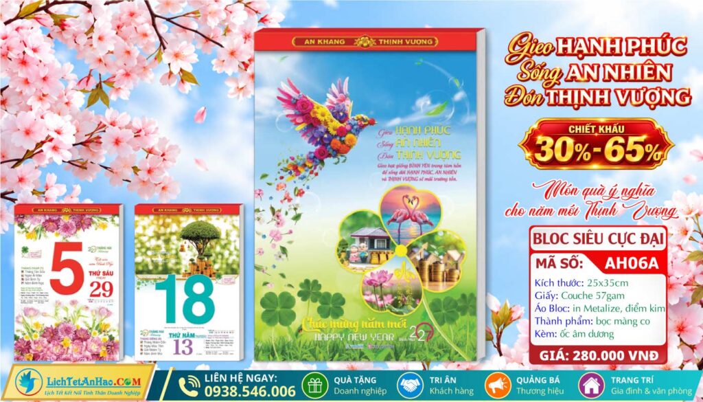 Bloc Rời (25x35cm) - AH06A - Gieo Hạnh Phúc Sống An Nhiên Đón Thịnh Vượng