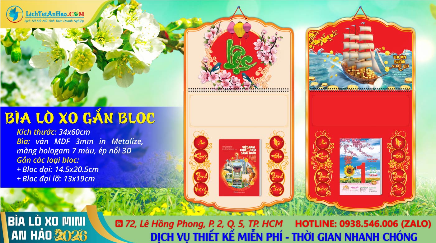 Bìa Treo (34×60) Bế Nổi 3D, Bìa Lò Xo Mini An Hảo