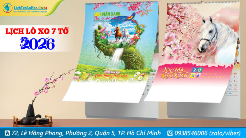 Lịch Lò Xo 7 Tờ 2026, Lịch 7 Tờ Lò Xo 2026, Lịch 7 Tờ An Hảo 2026