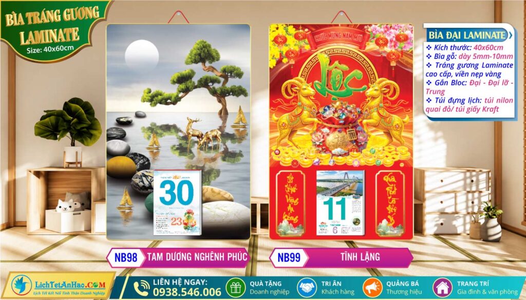 Bìa Đại (40x60) Laminate - NB98 - Song Dương An Nhiên + NB99 - Song Dương Phát Lộc