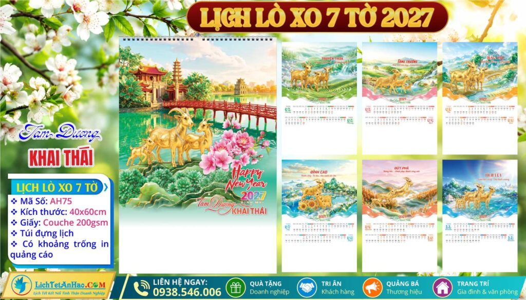 Lịch Lò Xo 7 Tờ - AH75 - Tam Dương Khai Thái