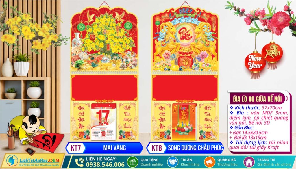 Bìa Lò Xo Giữa Bế Nổi | MS: KT7 - Mai Vàng + MS: KT8 - Song Dương Chầu Phúc