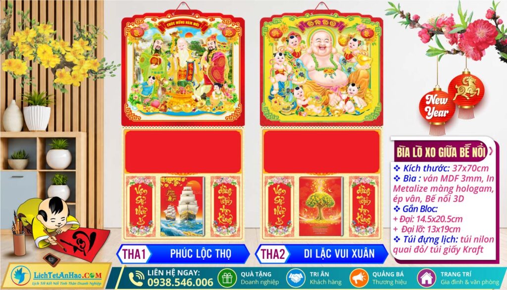Bìa Lò Xo Giữa Bế Nổi | MS: THA1 - Phúc Lộc Thọ + MS: THA2 - Di Lặc Vui Xuân