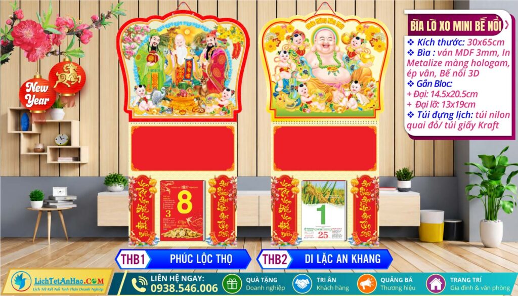 Bìa Lò Xo Giữa Mini Bế Nổi | MS: THB1 - Phúc Lộc Thọ + MS: THB2 - Di Lặc An Khang