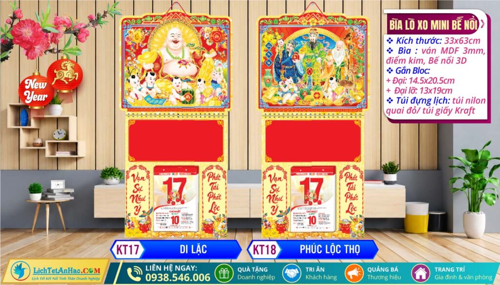 Bìa Lò Xo Giữa Mini Bế Nổi | MS: KT17 - Di Lặc + MS: KT18 - Phúc Lộc Thọ