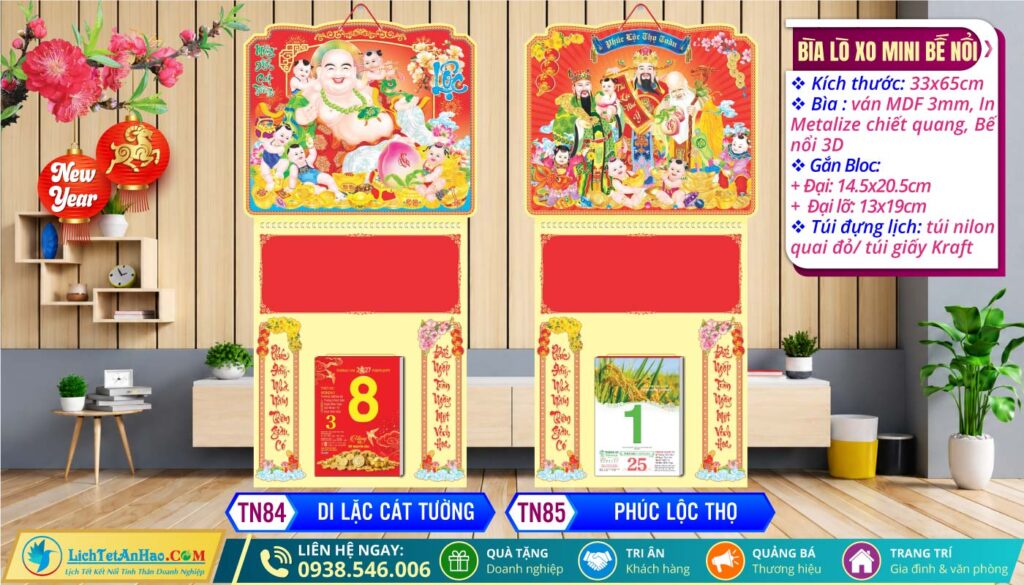 Bìa Lò Xo Giữa Mini Bế Nổi | MS: TN84 - Di Lặc Cát Tường + MS: TN85 - Phúc Lộc Thọ