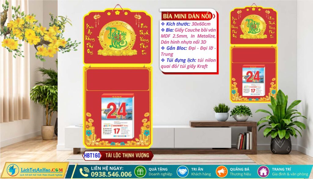 Bìa Lò Xo Giữa Mini Dán Nổi | MS: HBT160 - Tài Lộc Thịnh Vượng
