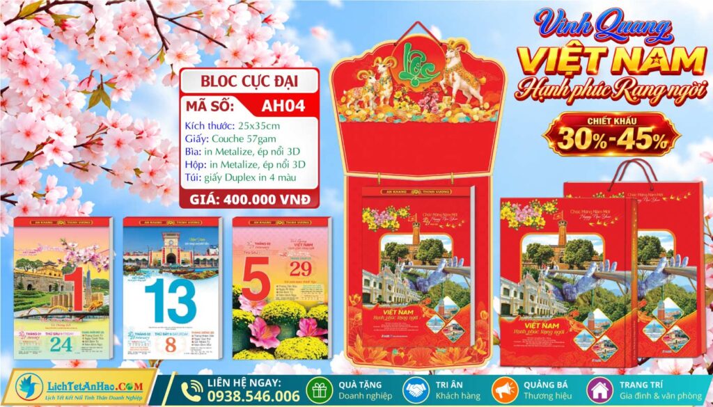 Bloc Cực Đại (25x35cm) - AH04 - Vinh Quang Việt Nam Hạnh Phúc Rạng Ngời