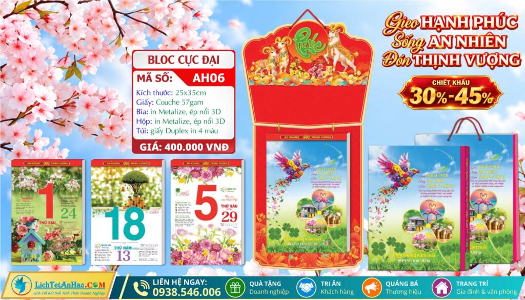 Bloc Cực Đại (25x35cm) - AH06 - Gieo Hạnh Phúc Sống An Nhiên Đón Thịnh Vượng