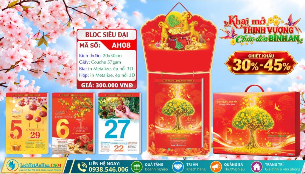 Bloc Siêu Đại (20x30cm) - AH08 - Khai Mở Thịnh Vượng Chào Đón Bình An