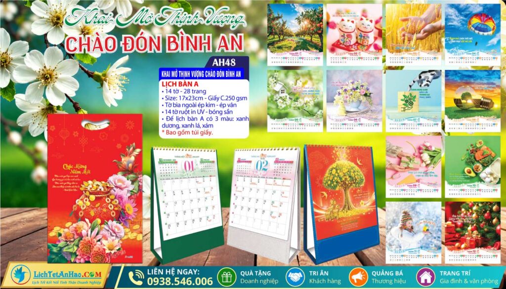 Lịch Để Bàn A (17x23cm) - AH48 - Khai Mở Thịnh Vượng Chào Đón Bình An