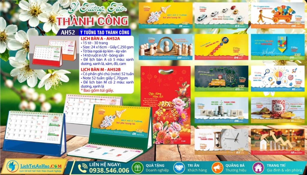 Lịch Để Bàn A & M (24x16cm) - AH52 - Ý Tưởng Tạo Thành Công