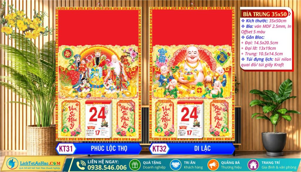 Bìa (35x50cm) | MS: KT31 - Phúc Lộc Thọ + MS: KT32 - Di Lặc